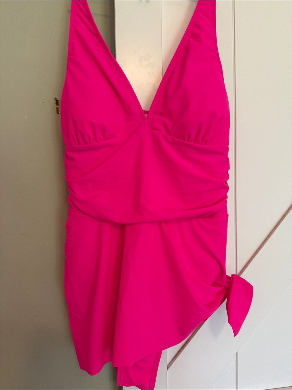 Hot Pink Women's One-Piece Swimdress - V-Neck Swimwear NWT